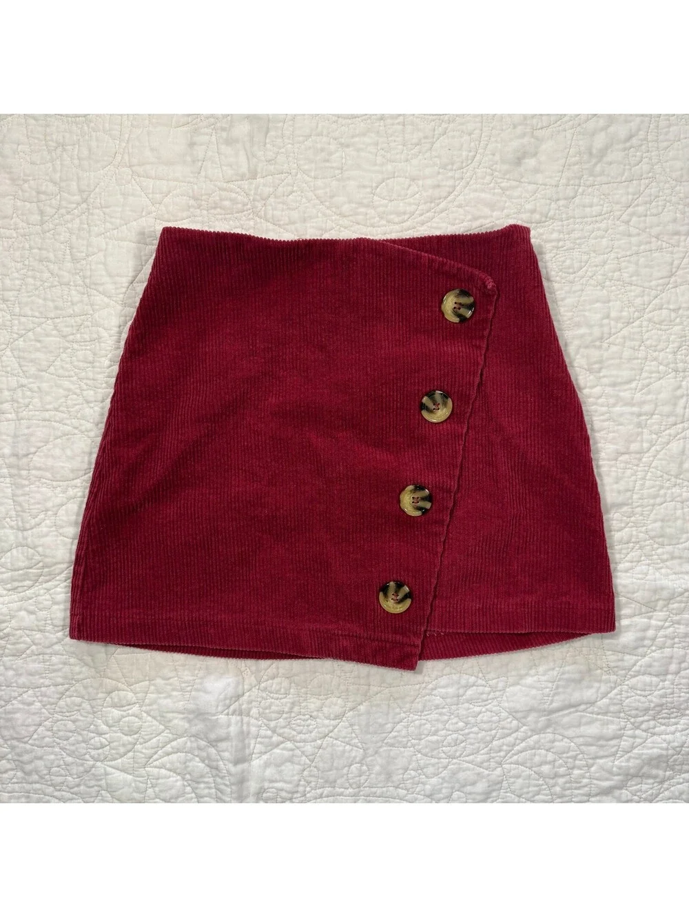 Harper Heritage Red Corduroy Asymmetrical Fall Mini Skirt Size small